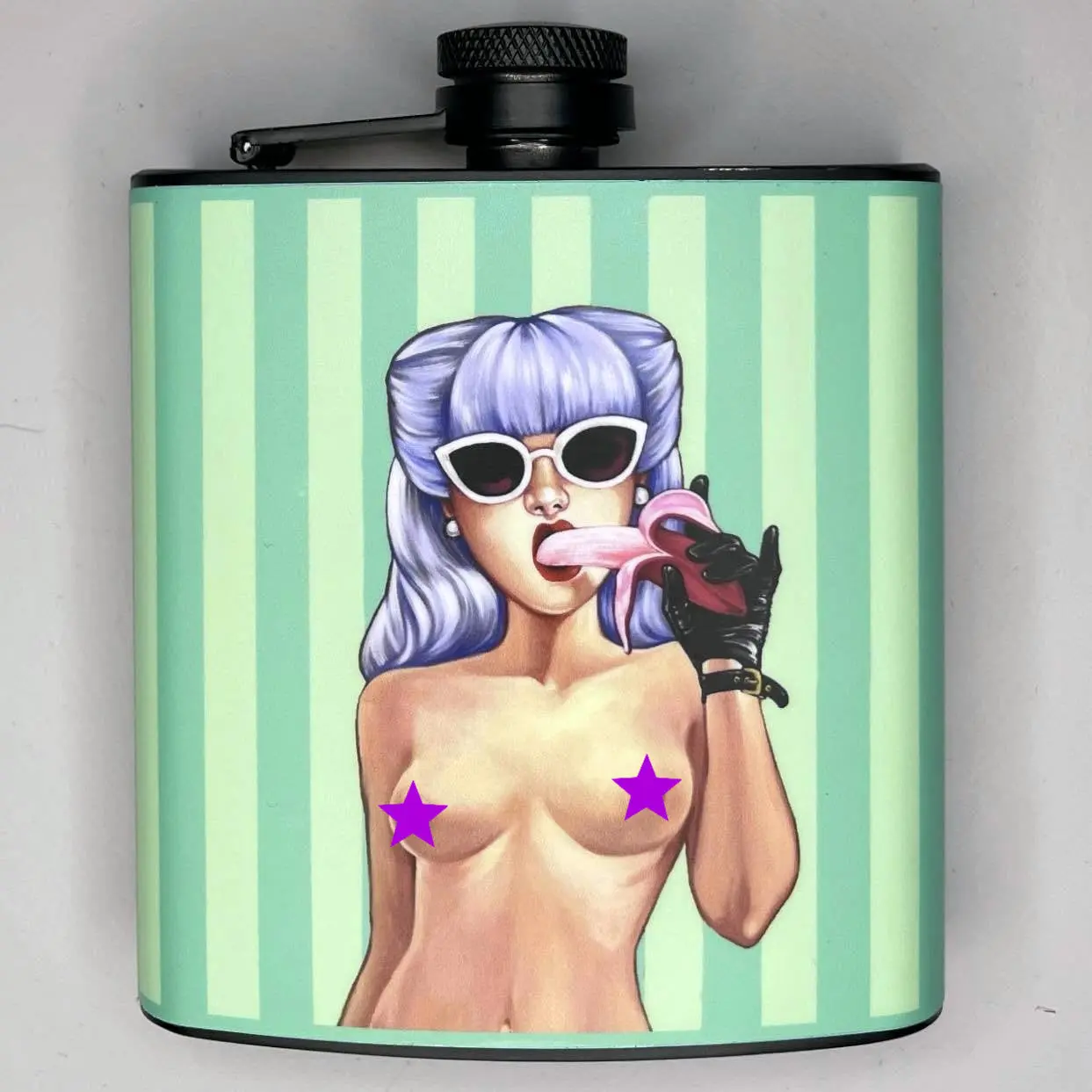 6 oz stainless steel flask 'Eat Your Makeup'