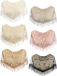 6Pcs/Set Veils for Church Catholic Mass Veils for Women Ladies Catholic Lace Triangle Mantilla Chapel Floral Tulle Scarf,Halloween Christmas Party Gifts,Hand Tools Kits