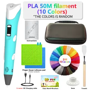 3D Printing Drawing Pen Set - DIY Drawing and Printing Tool,50M PLA Refills, Finger Protectors, Sketchbook, and Base，Multi-Mode DIY Craft Tool with LCD Screen, Ideal for Youngsters' Art & Fun, Perfect Birthday or Christmas Gift
