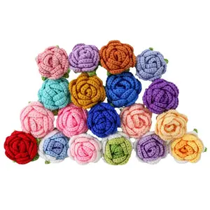 Creative Crochet Gradient Yarn Rose Handheld Bouquet Artificial Flower Gift