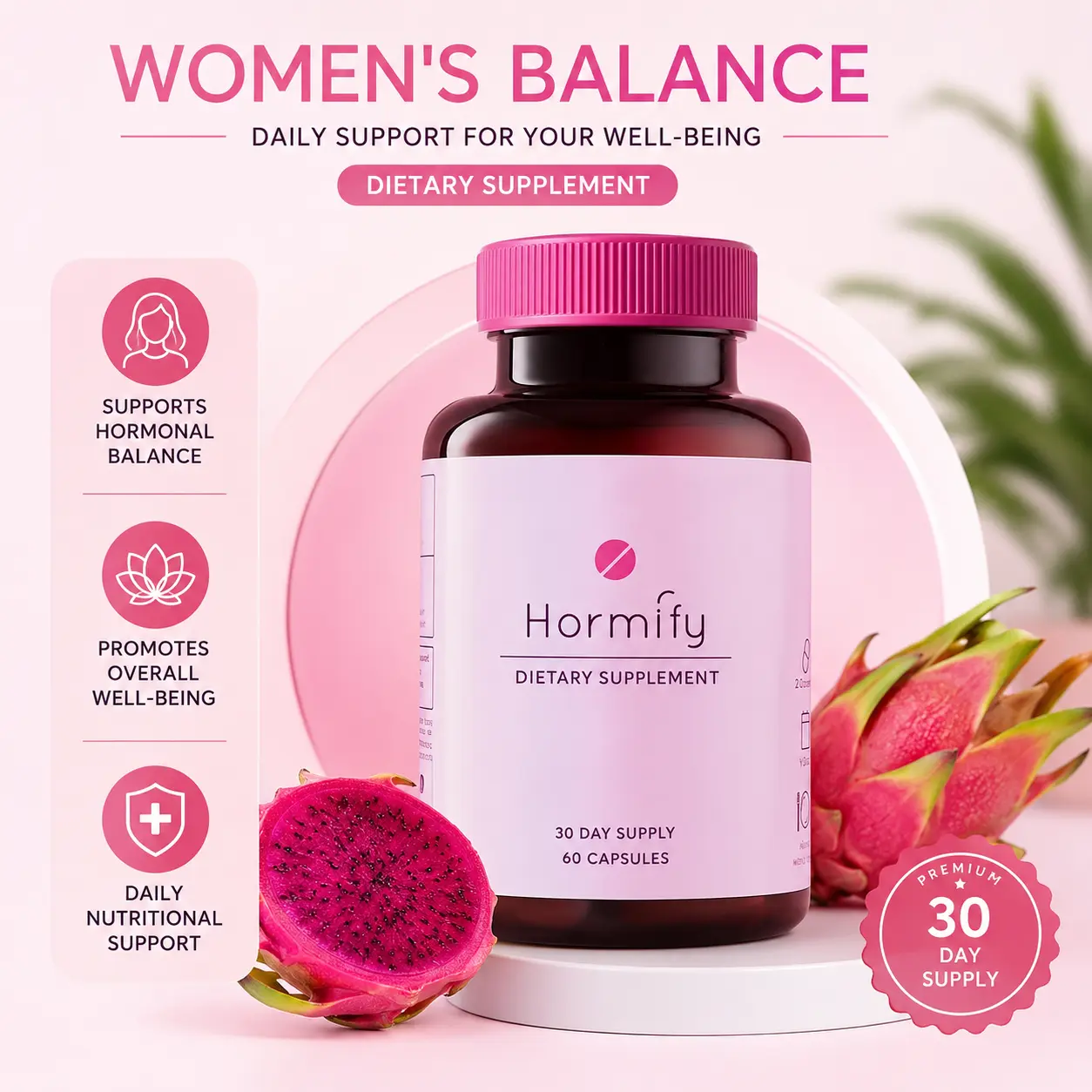 Hormify Women's Balance Relief Supplement (1-3 Pack, 60 Capsulas) - Botanical Dietary Healthcare Supplement, Digestive Vitamins, Daily Energy & Nutritional Support