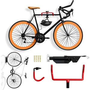 2 Pack Wall Mount Bike Rack for Garage, Horizontal Vertical Design Bicycle Hanger, 66lbs Capacity with Screws & Installation Manual, Secure Storage Holder for Mountain Road Bikes at Home