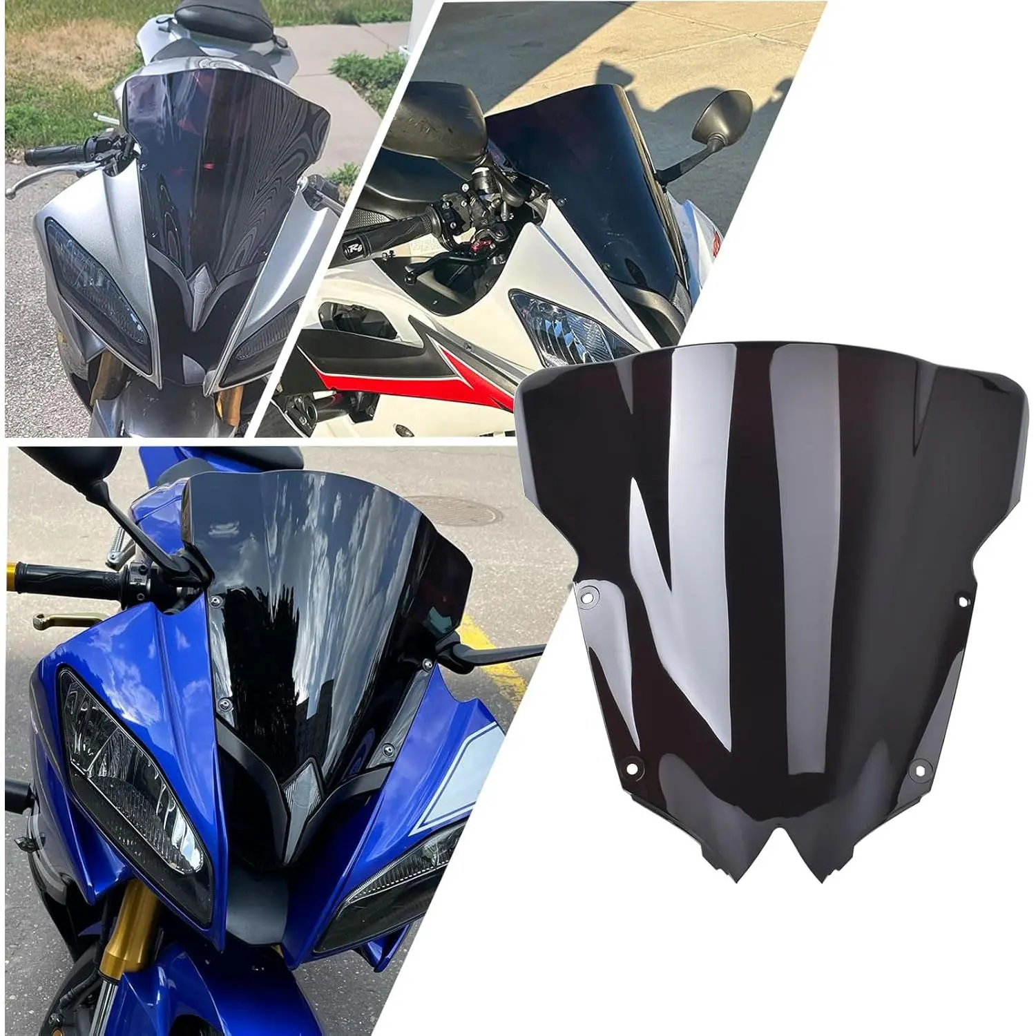 High Quality Polycarbonate Double Bubble Windscreen for Yamaha YZF-R6 (2008-2016 YZFR6 Models) - 1-Piece Front Fairing Visor, Wind-Deflecting Accessory with Enhancing Design, Improves Aerodynamics, Easy to Install