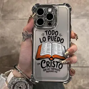TODO LO PUEDO Bible Slogan Protective Screen Protector for iPhone 16/15/14/13/12/11 XsPro Max Plus Anti-Drop Shockproof Transparent Tough Phonecase Accessory