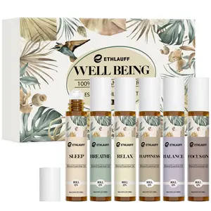 Essential Oils Roll-On Set 6 Pack - (Relax, Sleep, Balance,Breathe, Focus on, Happiness) Aromatherapy Oil, Essential Oils Blends for Skin - Relaxation Gift for Women and Men, Calm Essential Oil Roll On, 100% Natural Stress Relief Aromatherapy Blend