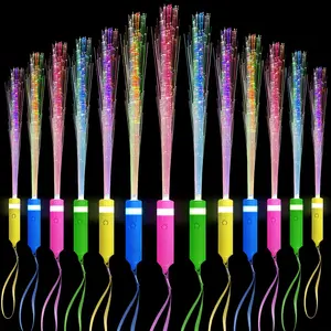 60Pcs Colorful Fiber Optic Glow Sticks - Reusable Glow-in-the-Dark Color-Changing, Lightweight Plastic for Raves/Birthdays/Weddings + Halloween Haunted House/Christmas Light Trail, Great Gifts