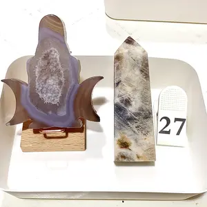 1 Count Crystal Bundle Gemstone Decor Tower,Sphere,Carving,Moon,Palm,Flame,Bracelet,Cube Stone Ornament