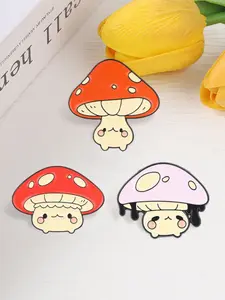 Cute Mushroom Design Enamel Pin Kawaii Fairy Tale Pink Red Mushroom Brooch for Backpack & Hat & Clothes Decor, Fashion Accessories for Women & Men