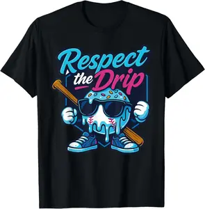 Baseball Drippy Style Apparel for Boys Youth Drip Baseball T-Shirt Cotton Fabric