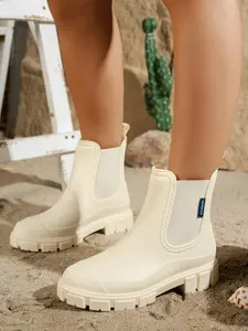 Women's Short Thick Sole Rain Boots, Anti Slip Boots, Punk Style, Rubber Sole, Waterproof Non-Slip, Fashionable for Garden Kitchen Bathroom Work