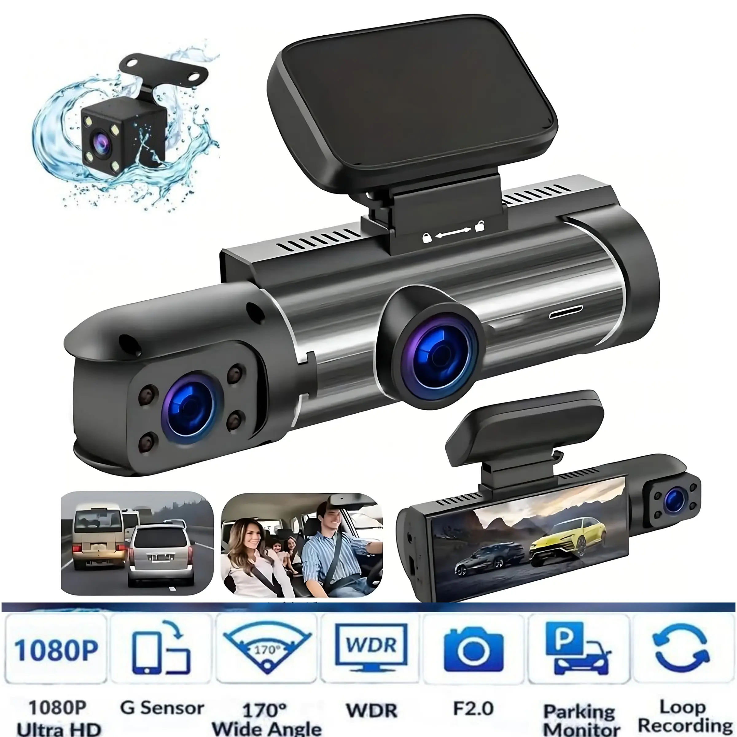 LASATE Recording with 256GB Dash Cam 1080P Car Camera, Front Dash Camera for Cars, Mini Dashcams for Cars with Night Vision(Not wireless)   Requires charging to use