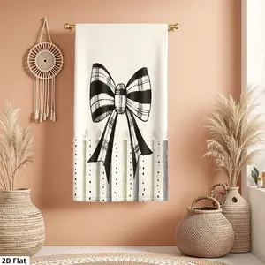 1Pc Artistic BlackandWhite Bow with Striped Background Bathroom Hand Towel Bath Towel, Multiple Size Microfiber Towel, Ultra-Soft Quick Dry and Absorbent Polyester Large Bath Towel, Unique Home Decorative Kitchen Towe, Decorative Towels