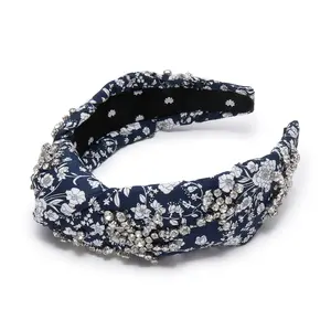 NAVY BLOOMS KNOTTED AMERICANA CRYSTAL LIBERTY HEADBAND
