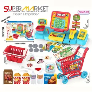 Children's supermarket toy set with scanner, credit card machine and fake money - durable PVC in multiple colors, suitable for children over 3 years old