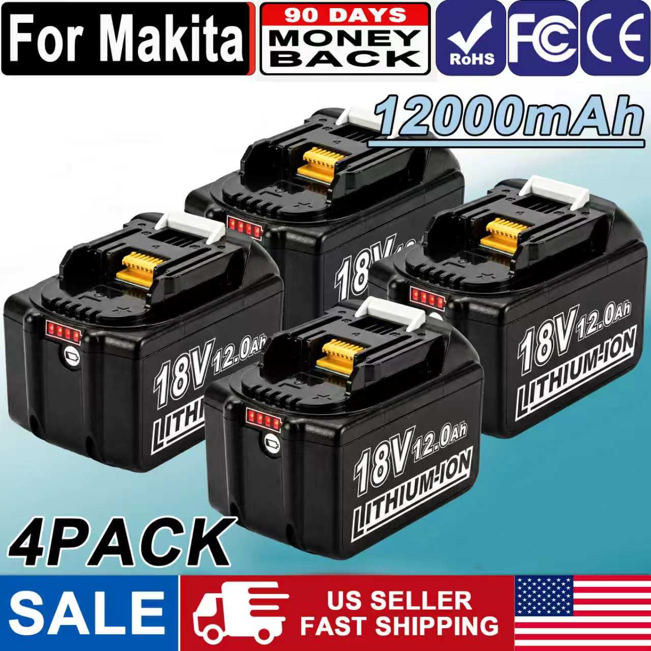 18V Lithium-Ion Battery Replacement for LXT Cordless Power Tools, 2/4 Pack Upgraded High Capacity Battery with LED Indicator, Safe & Reliable Rechargeable Cells