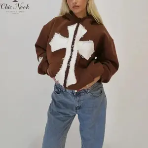 Women‘s Hoodies Y2K Full Zip Up Sweatshirts Jackets With Pocket Casual Comfy Tops Fall Outfits