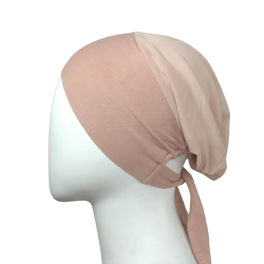 Tie Back Airy Mesh Hijab Caps - Rose Taupe
