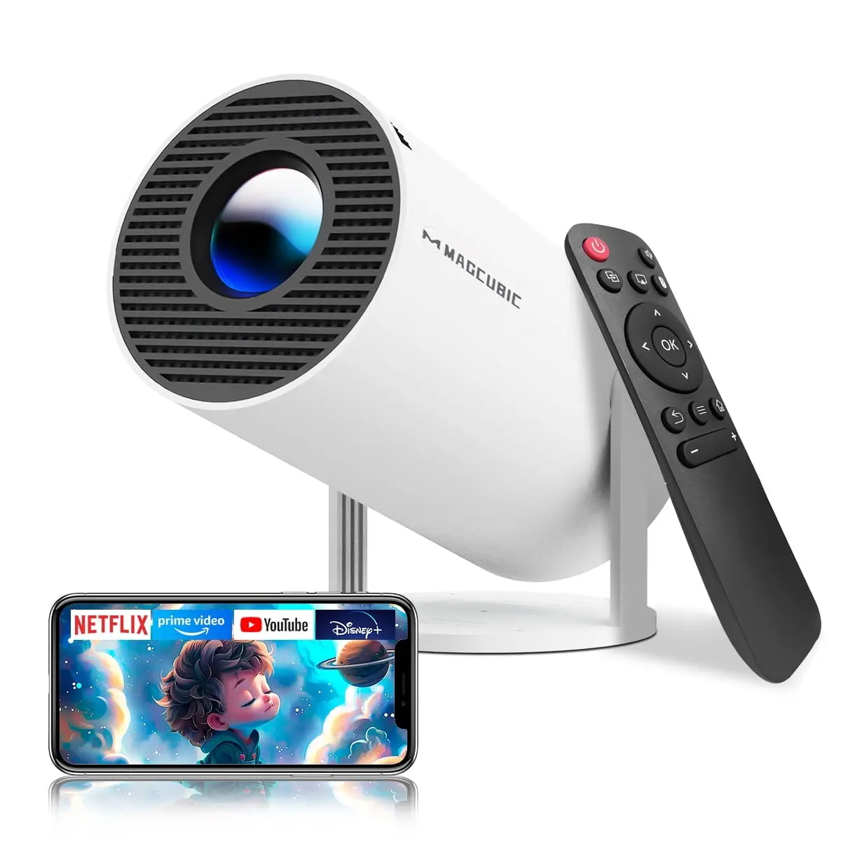 Magcubic Projector 8K 1080P Support with WiFi 6 and BT 5.4, Portable Mini projector, Auto Keystone, 180° Rotatable Home Theater, HY300 Pro