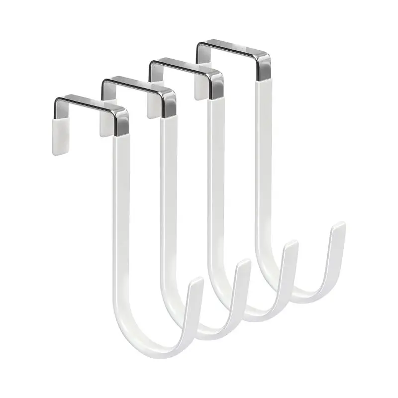 Heavy-Duty Over Door Hanging Organizer Hooks – No-Drill Space Saver for Coats, Towels & Bags (4-Pack Metal Hooks)