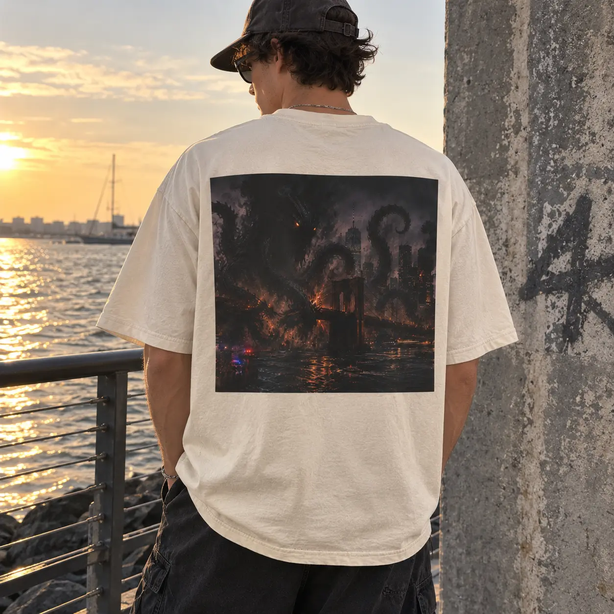 Kraken Attack T-shirt | Nautical Monster Back Graphic