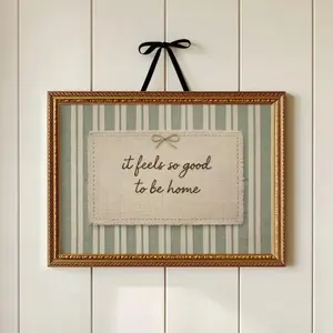 It Feels So Good To Be Home Print  Striped Sage Green Wall Art  Cozy Hallway Decor Print Minimalist Home Quote