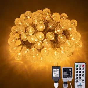 SUNNYGLADE 100 LED 49 FT Globe Ball String Lights Crystal Bubble Fairy Plug in with Remote 8 Modes Extendable for Indoor Outdoor Wedding Xmas Tree Garden Decor