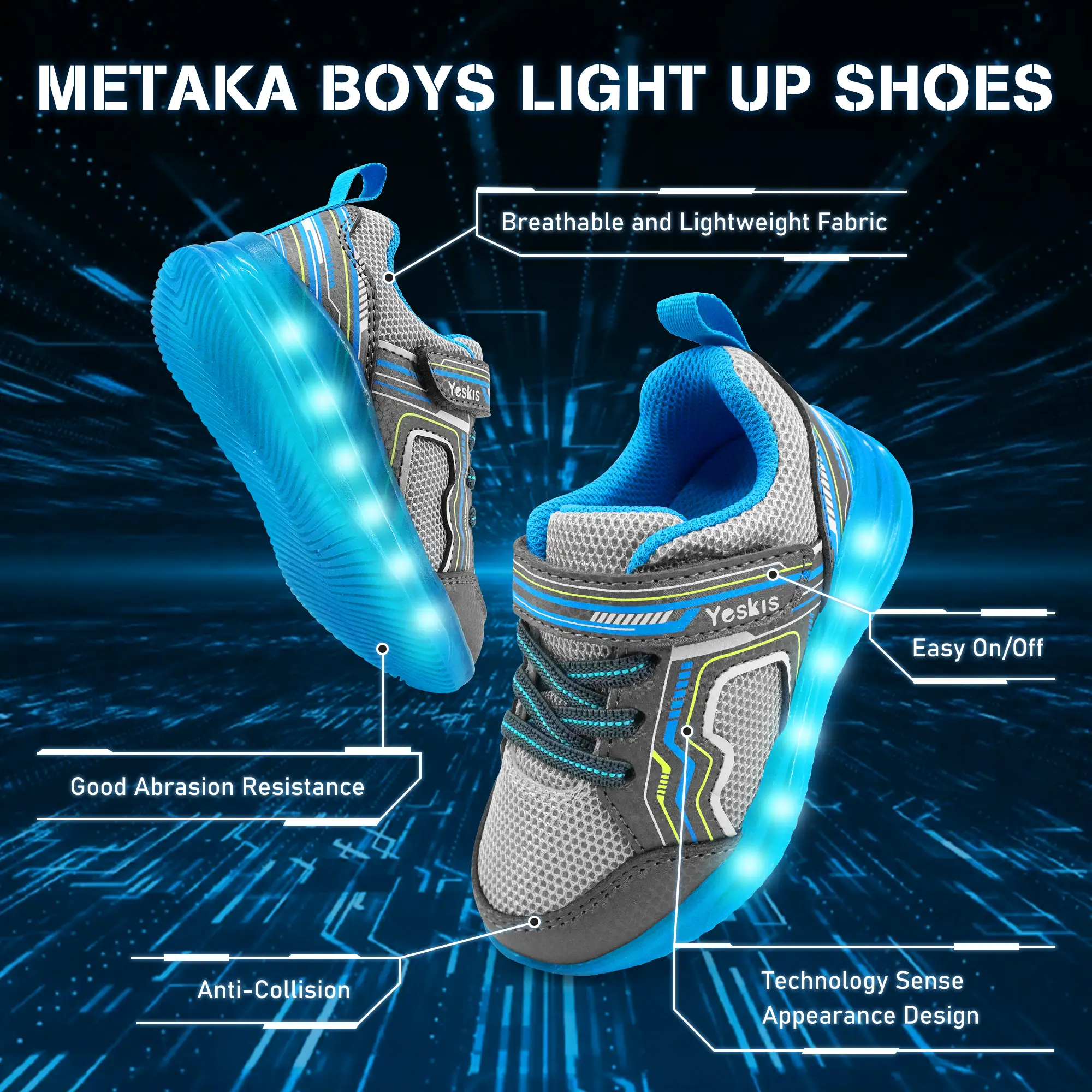 Toddler Boys Girls Light Up Sneakers Halloween LED Flashing Breathable Mesh Adorable Running Shoes for Little Kids Christmas Kids' St Sneakers