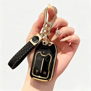 for GMC Key Fob Cover with Keychain，Key Case Shell TPU Full Protection Compatible with GMC Chevy Acadia Sierra Terrain Silverado 1500 2500HD 3500HD (Black White, 5 Button)