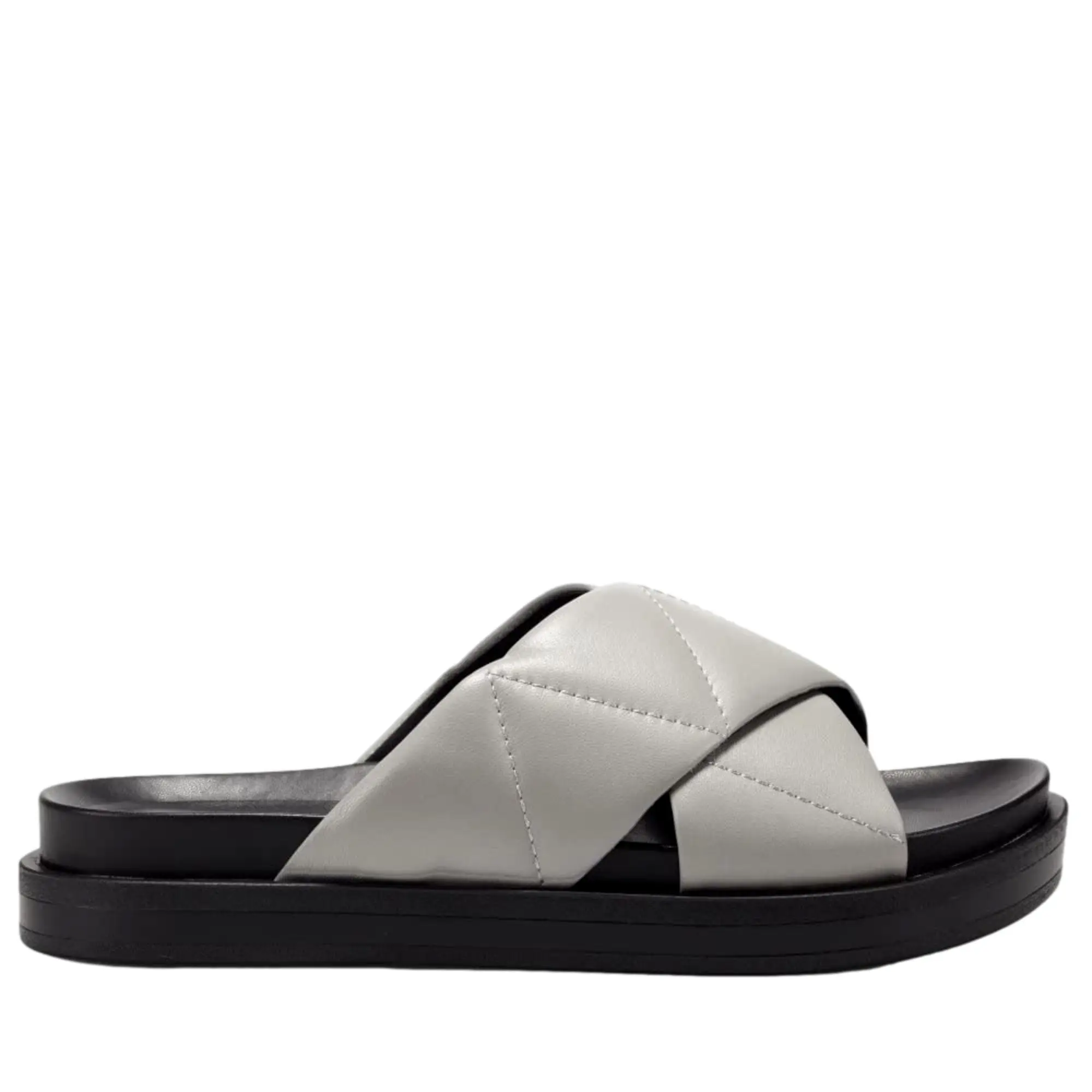 Aerosoles Linney Slide Sandal Grey Leather  LINNEY-037 Women's