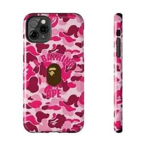 Bape A Bathing APE Phone Case, Pink Camo Phone Cover, Durable AccessoriesSuitable for iPhone 17-11 Pro Max/Plus and  Samsung Galaxy S23-25