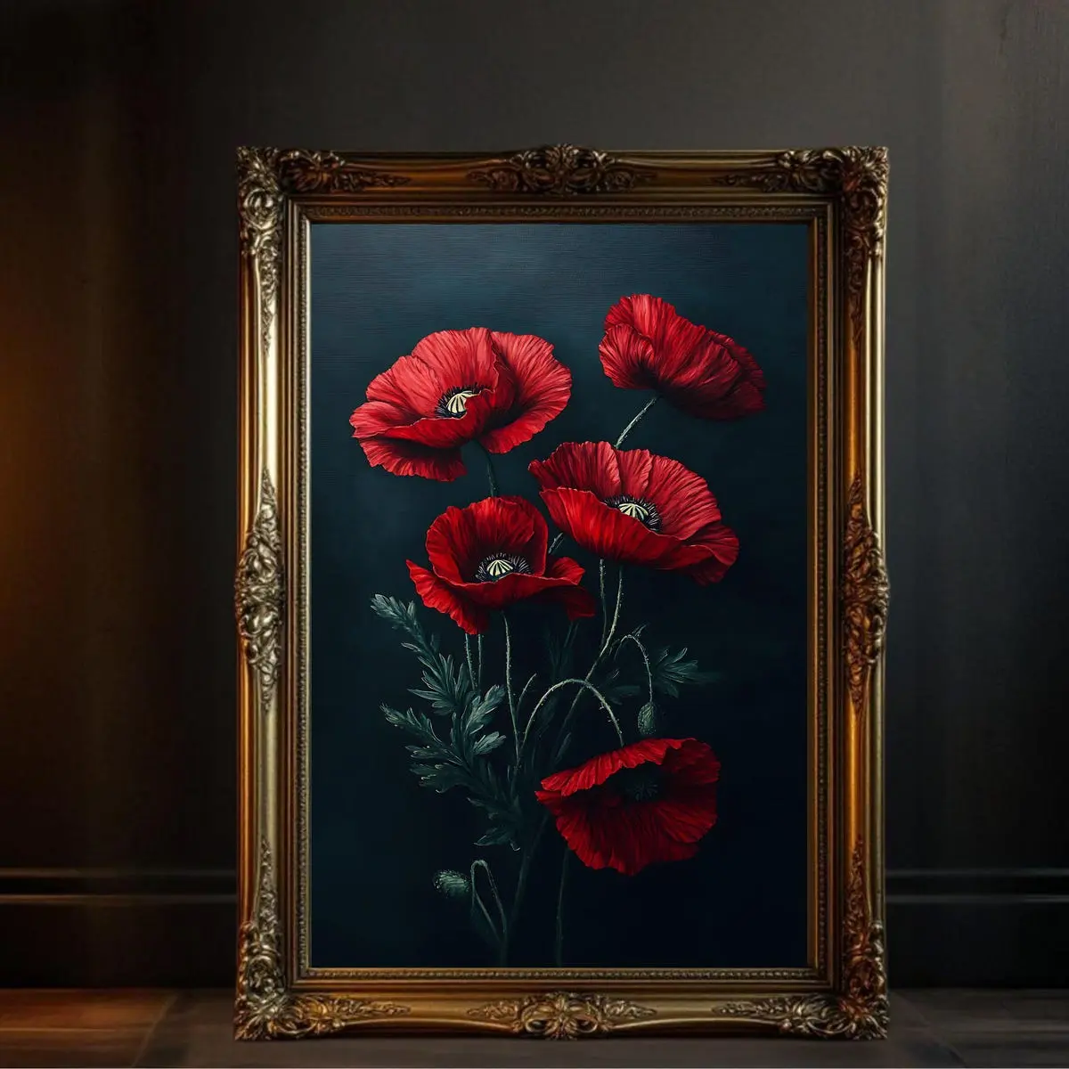Poppy Flower Wall Art, Botanical Print, Floral Vintage Painting, Red Poppies Artwork, Nature Inspired Decor, Unframed