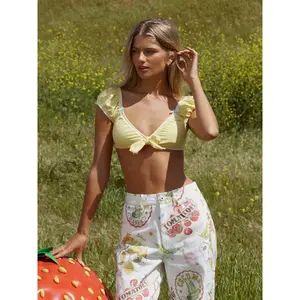 Cider Sweetheart Ruched Tie Front Bracelet Cheeky Bikini Set SwimWeek