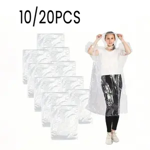 One-Use Thick Raincoat with Windproof Hood, Portable Waterproof Rain Poncho for Travel and Outdoor Activities, Hotel Essential, Waterproof Hooded Raincoat