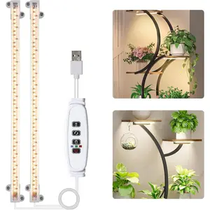 13 Inch 2-Head Indoor Plant Full Spectrum 3500k LED Growth Light Strip, 3/9/12 Hour Timer, 96 Leds, 10 Dimming Levels, Suitable for Seedlings and Succulents, Grow Lights