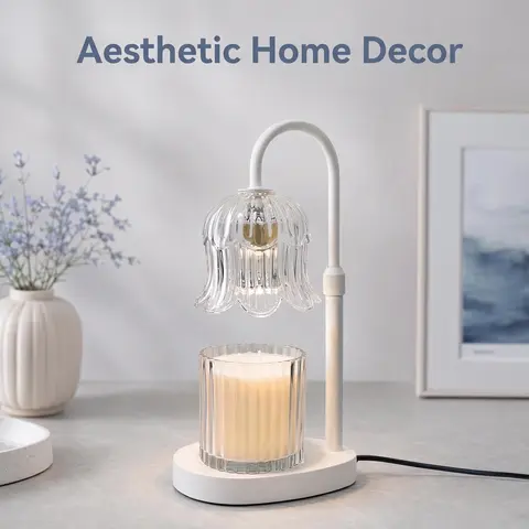 Modern Metal Flower-Shaped Candle Heating Light - Home Accessories, Bedroom Decor, Room Inspo, Room Decor for Women, Timer, Dimmable Brightness, Flame-Free Safety, Anniversary Wardrobe Accent, Casual Couple Gift, TikTok Shop Seasonal Item