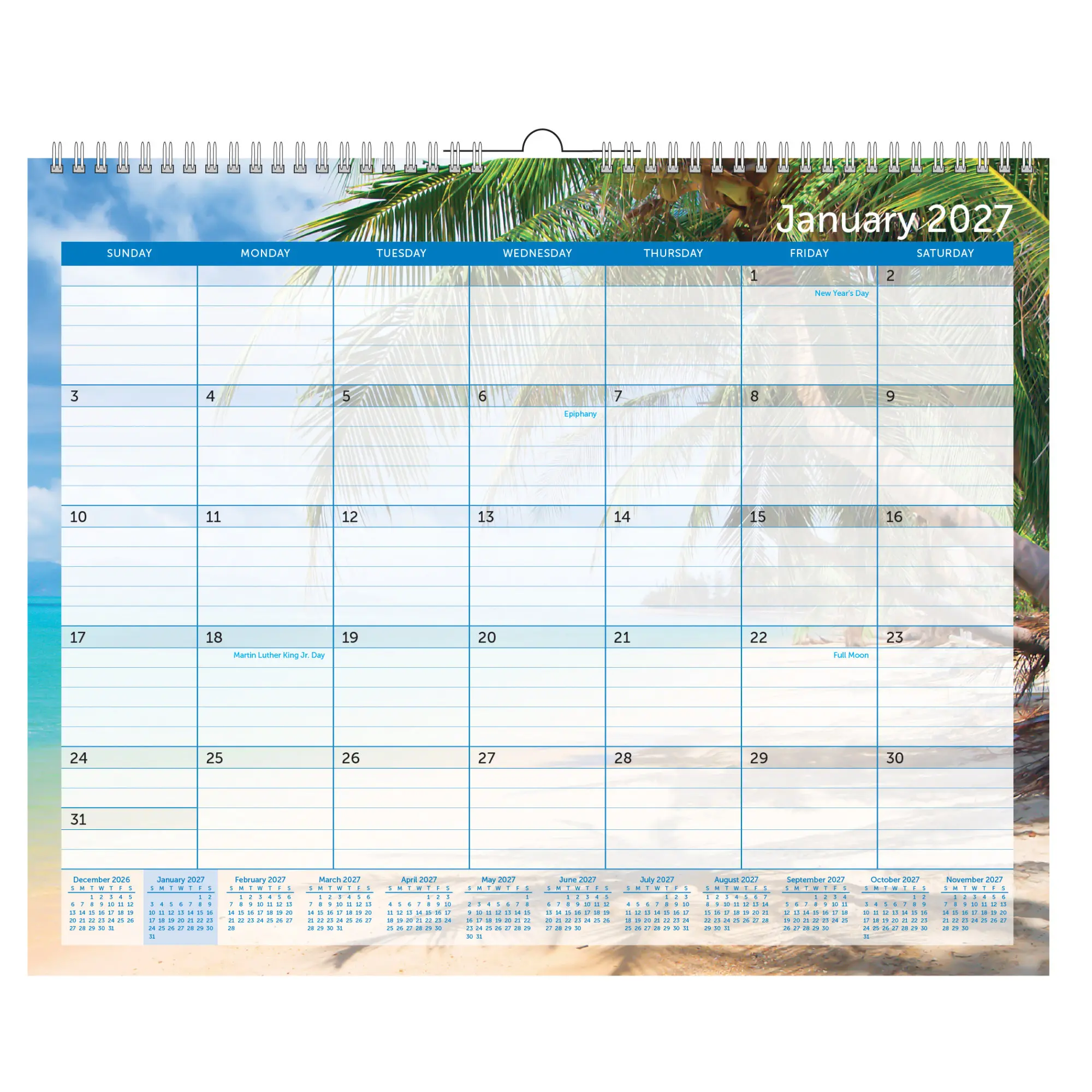 2027 Office Depot® Brand Monthly Wall Calendar, 15" x 12", Paradise, January to December