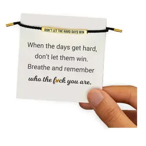Don't Let The Hard Days Win Inspire Bracelet Stainless Steel 18k Gold Plated Braided Design with Engraved Message Adjustable Up to 10"