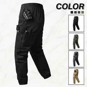 Men’s tactical cargo pants—durable work trousers with multiple pockets, suitable for outdoor construction, hiking, and mountaineering. Regular fit, solid color, ideal for spring and autumn; hiking gear.Summervibes