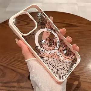 Premium Magnetic Phone Cases for iPhone11/12/13/14/15/16//17/Air/promax/Plus Artistic Triple Sunflower y2k cased MagSafe Ready, Anti-Fall, Springtok and Ultra-Thin Design | Perfect for Everyday Use Protector Screen Protector Aesthetic Resistance