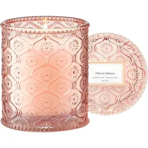Cherry  Candle - Cherry Blossom, Rose, Sandalwood | 6 oz  Soy Wax | 40 Hours Clean  | Floral Scented Candle | -Ready for Hosts & Gatherings