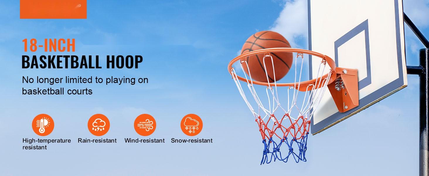 18-Inch Indoor Outdoor Basketball Rim Replacement Kit: Heavy Duty Q235 Steel Flex Rim With Net, Wall Or Door Mounted Hoop, Standard Hanging Basketball Hoop For Kids And Adults, Durable Outdoor Indoor Rim Construction