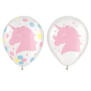 Enchanted Unicorn Confetti Latex Balloons, 12-Inch, 6-Pack