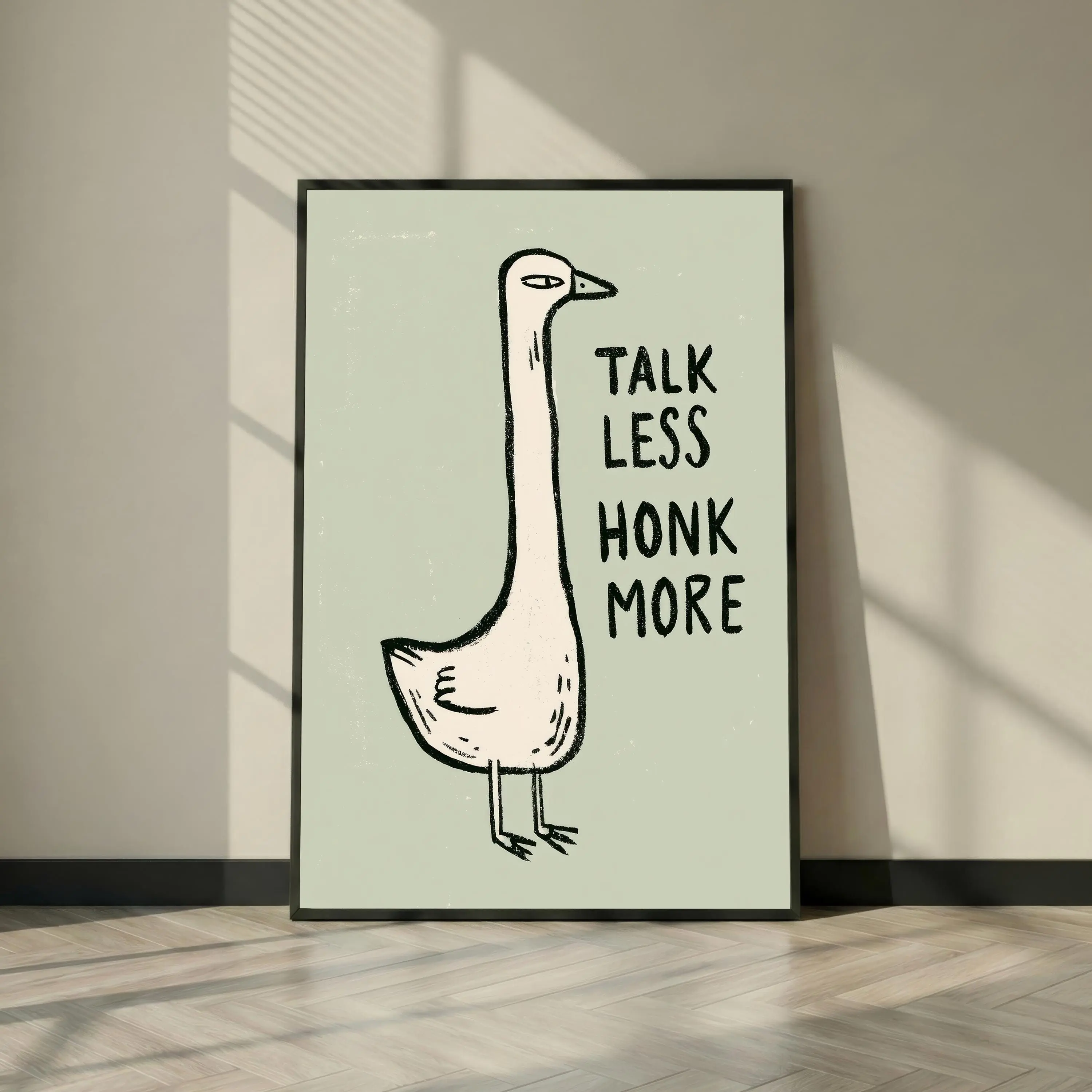 [SALE UP TO 40%] [Unframed] Funny Goose Wall Art, Talk Less Honk More Print, Quirky Animal Poster for Office Decor, Humorous Introvert Gift, Retro Dorm Room Decor
