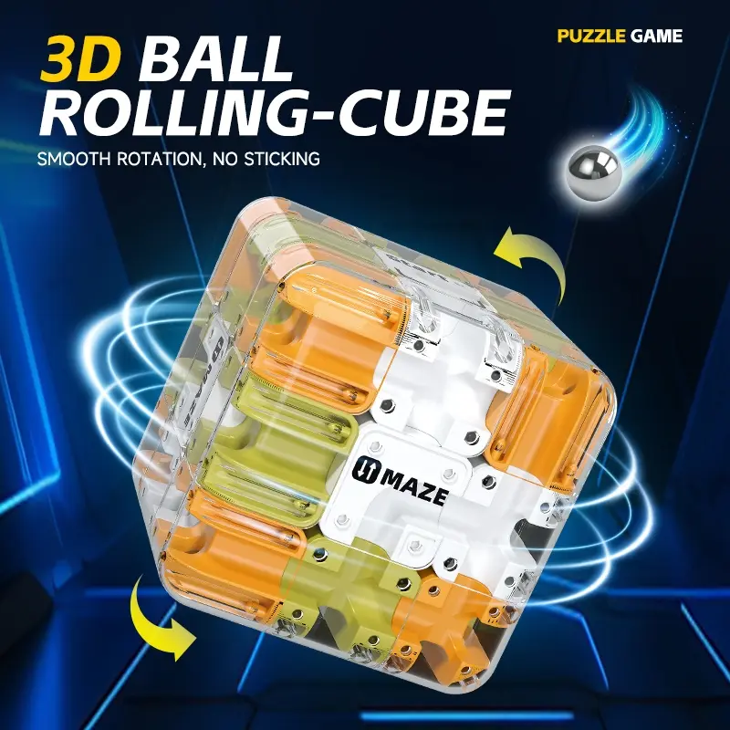 3D Roller Maze Rubik's Cube Cubical Three-Step Competition Pk Logical Thinking Focus Toy for Boys Children Stress Relief Training Rolling Puzzle Game Toy