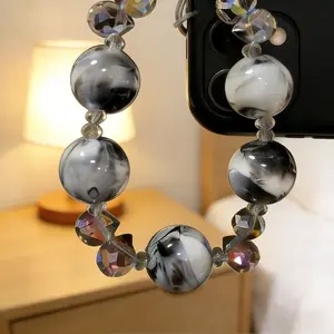Fashion Beaded Phone Charm, Elegant Handheld Dopamine Bead Shoulder Chain Wrist Short Strap Phone Case Accessory
