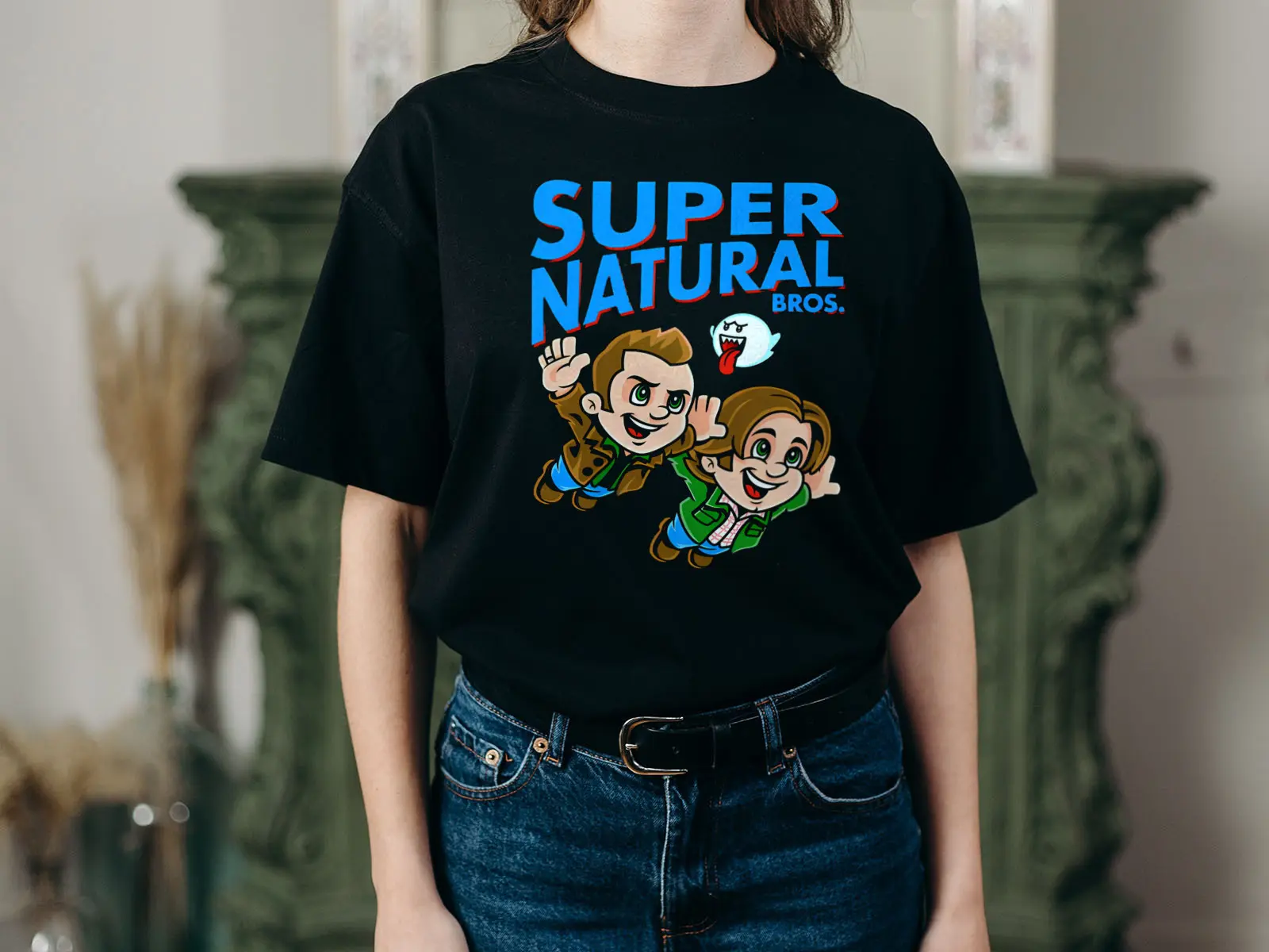 Supernatural Bros Cartoon Black Shirt