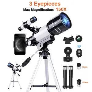 Creative Gift-Beginner's Refractor Astronomy Telescope, Portable with 70mm Aperture (HD Refractor, Tripod, Phone Adapter, and Wireless Remote) Ideal for Stargazing and Space Exploration