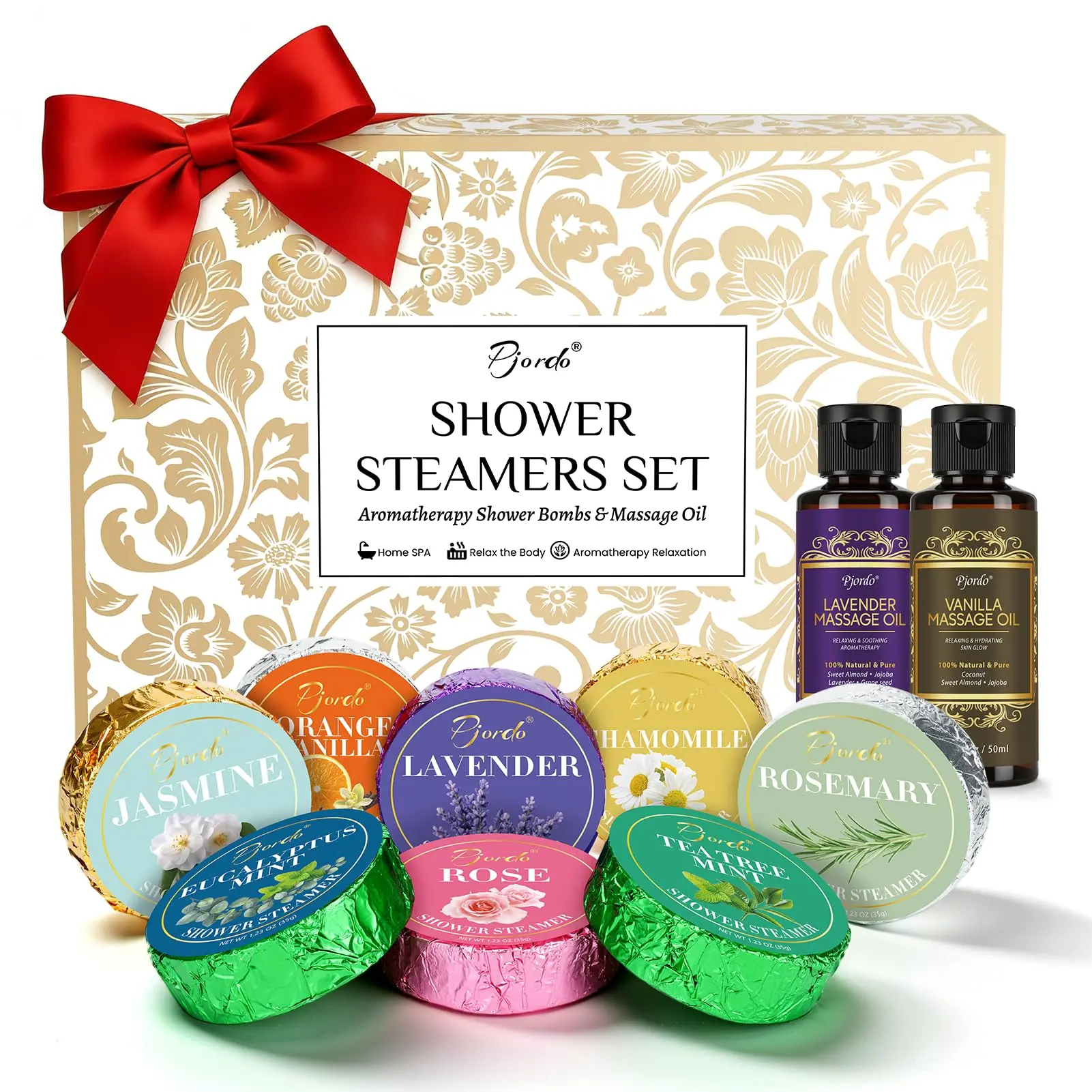Aromatherapy Shower Steamers & Bombs Set - 16 Count with Natural Essential Oils, 2 Count Hydrating Nourishing Long-Lasting Moisturizer Body Care Massage Oil, Women's Birthday Home Spa Gift