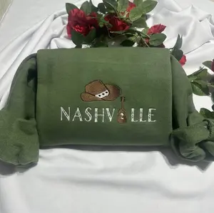 Nashville Tennessee embroidered sweatshirt; retro Nashville embroidered crewneck, best gift for her or him