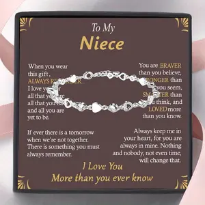 Gift box Newest Heart Bangle for niece elegant and fashionable Bangle gift comes with a meaningful message card perfect as a birthday graduation and Christmas gift best gift girly must haves